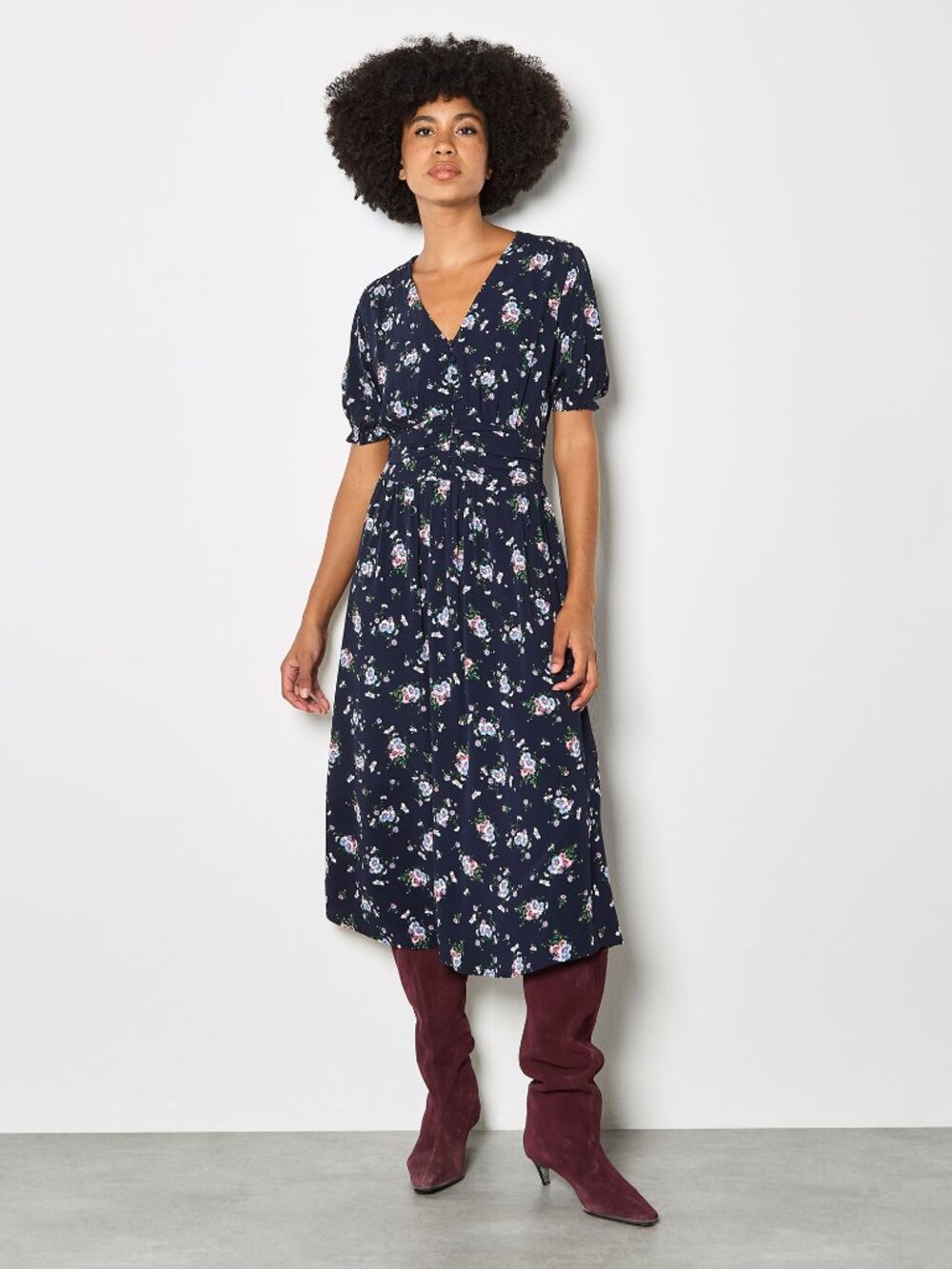 Floral cap sleeve dress